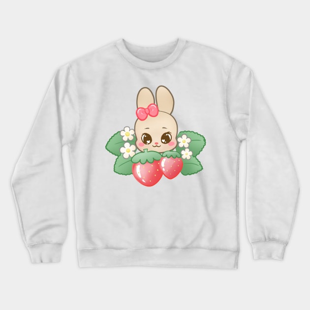 Kawaii Strawberry Bunny Crewneck Sweatshirt by Kittykaya